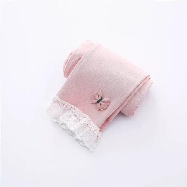 Spring Autumn Cotton Baby Pantyhose  Lace Bow Children Pants Girls Ankle-length Flexible Warmer Leggings Baby Girl Leggings