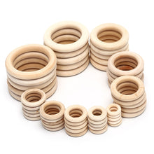 Load image into Gallery viewer, 5/10/20/50pcs Natural Wood Teething Beads Wooden Ring Children Kids DIY Wooden Jewelry Making Crafts 10 Size