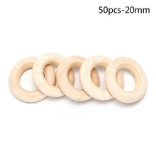 Load image into Gallery viewer, 5/10/20/50pcs Natural Wood Teething Beads Wooden Ring Children Kids DIY Wooden Jewelry Making Crafts 10 Size