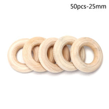 Load image into Gallery viewer, 5/10/20/50pcs Natural Wood Teething Beads Wooden Ring Children Kids DIY Wooden Jewelry Making Crafts 10 Size