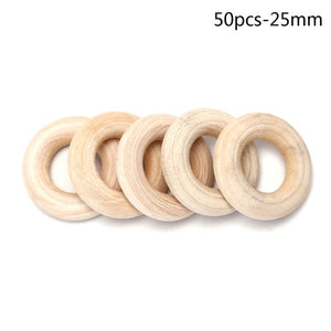 5/10/20/50pcs Natural Wood Teething Beads Wooden Ring Children Kids DIY Wooden Jewelry Making Crafts 10 Size