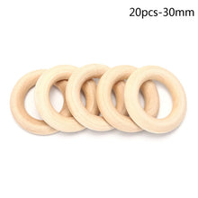 Load image into Gallery viewer, 5/10/20/50pcs Natural Wood Teething Beads Wooden Ring Children Kids DIY Wooden Jewelry Making Crafts 10 Size