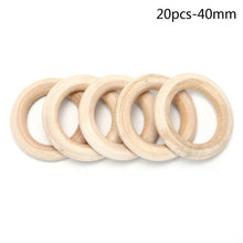 Load image into Gallery viewer, 5/10/20/50pcs Natural Wood Teething Beads Wooden Ring Children Kids DIY Wooden Jewelry Making Crafts 10 Size