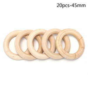 5/10/20/50pcs Natural Wood Teething Beads Wooden Ring Children Kids DIY Wooden Jewelry Making Crafts 10 Size