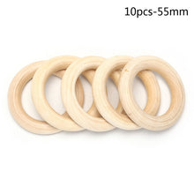 Load image into Gallery viewer, 5/10/20/50pcs Natural Wood Teething Beads Wooden Ring Children Kids DIY Wooden Jewelry Making Crafts 10 Size