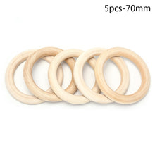 Load image into Gallery viewer, 5/10/20/50pcs Natural Wood Teething Beads Wooden Ring Children Kids DIY Wooden Jewelry Making Crafts 10 Size