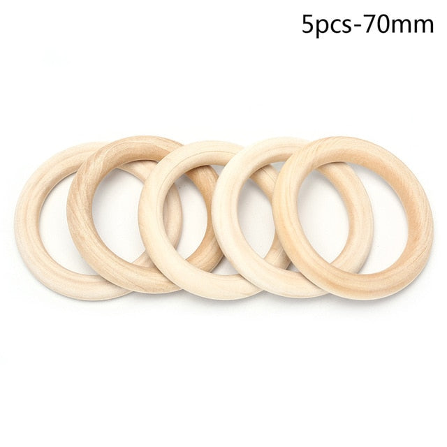 5/10/20/50pcs Natural Wood Teething Beads Wooden Ring Children Kids DIY Wooden Jewelry Making Crafts 10 Size