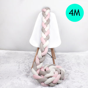 1M/2M/2.5M/3M/4M Length Newborn Baby Bed Bumper Pure Weaving Plush Knot Crib Bumper Kids Bed Baby Cot Protector Baby Room Decor