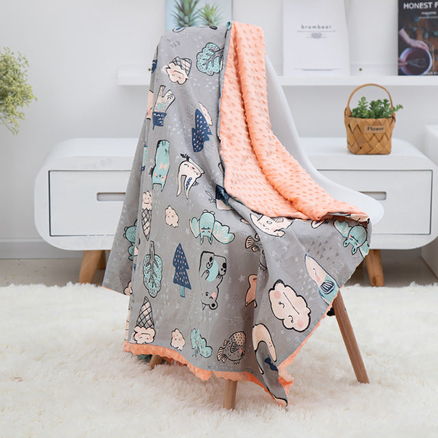 Soft Breathable 2019 New 100% Cotton Cartoon Baby Blanket Beanie Kids Quilt Peas Blanket For Pram Baby Carriage Stroller Covers