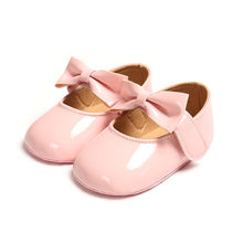 Load image into Gallery viewer, Newborn Baby Girls Shoes PU leather Buckle First Walkers With Bow Red Black Pink White Soft Soled Non-slip Crib Shoes