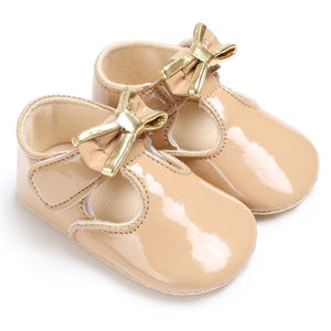 Newborn Baby Girls Shoes PU leather Buckle First Walkers With Bow Red Black Pink White Soft Soled Non-slip Crib Shoes