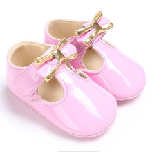 Load image into Gallery viewer, Newborn Baby Girls Shoes PU leather Buckle First Walkers With Bow Red Black Pink White Soft Soled Non-slip Crib Shoes