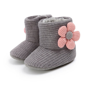 Cute Autumn Winter Infants Shoes Baby Girl Boy Polka Dot Knitting Boots Casual Sneakers Non-slip Soft Soled Walking Shoes