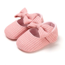 Load image into Gallery viewer, Newborn Baby Girls Shoes PU leather Buckle First Walkers With Bow Red Black Pink White Soft Soled Non-slip Crib Shoes