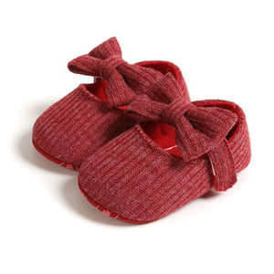 Newborn Baby Girls Shoes PU leather Buckle First Walkers With Bow Red Black Pink White Soft Soled Non-slip Crib Shoes