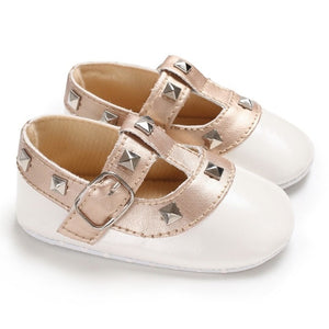 Newborn Baby Girls Shoes PU leather Buckle First Walkers With Bow Red Black Pink White Soft Soled Non-slip Crib Shoes