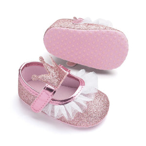 New Baby Girl Shoes Lace PU Leather Princess Baby Crown Shoes First Walkers Newborn Moccasins For Girls