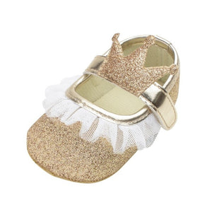 New Baby Girl Shoes Lace PU Leather Princess Baby Crown Shoes First Walkers Newborn Moccasins For Girls