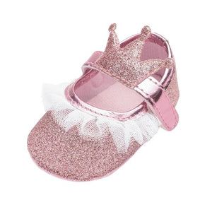 New Baby Girl Shoes Lace PU Leather Princess Baby Crown Shoes First Walkers Newborn Moccasins For Girls