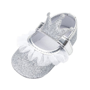 New Baby Girl Shoes Lace PU Leather Princess Baby Crown Shoes First Walkers Newborn Moccasins For Girls