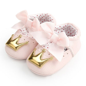 New Baby Girl Shoes Lace PU Leather Princess Baby Crown Shoes First Walkers Newborn Moccasins For Girls