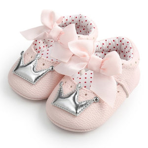 New Baby Girl Shoes Lace PU Leather Princess Baby Crown Shoes First Walkers Newborn Moccasins For Girls