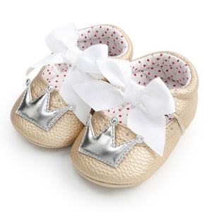 New Baby Girl Shoes Lace PU Leather Princess Baby Crown Shoes First Walkers Newborn Moccasins For Girls