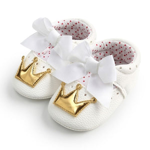 New Baby Girl Shoes Lace PU Leather Princess Baby Crown Shoes First Walkers Newborn Moccasins For Girls