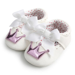 New Baby Girl Shoes Lace PU Leather Princess Baby Crown Shoes First Walkers Newborn Moccasins For Girls